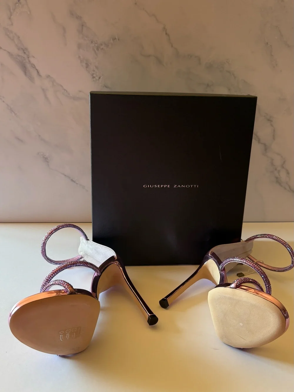 Giuseppe Zanotti Harmony Pink Crystal Heels 38.5 NEW